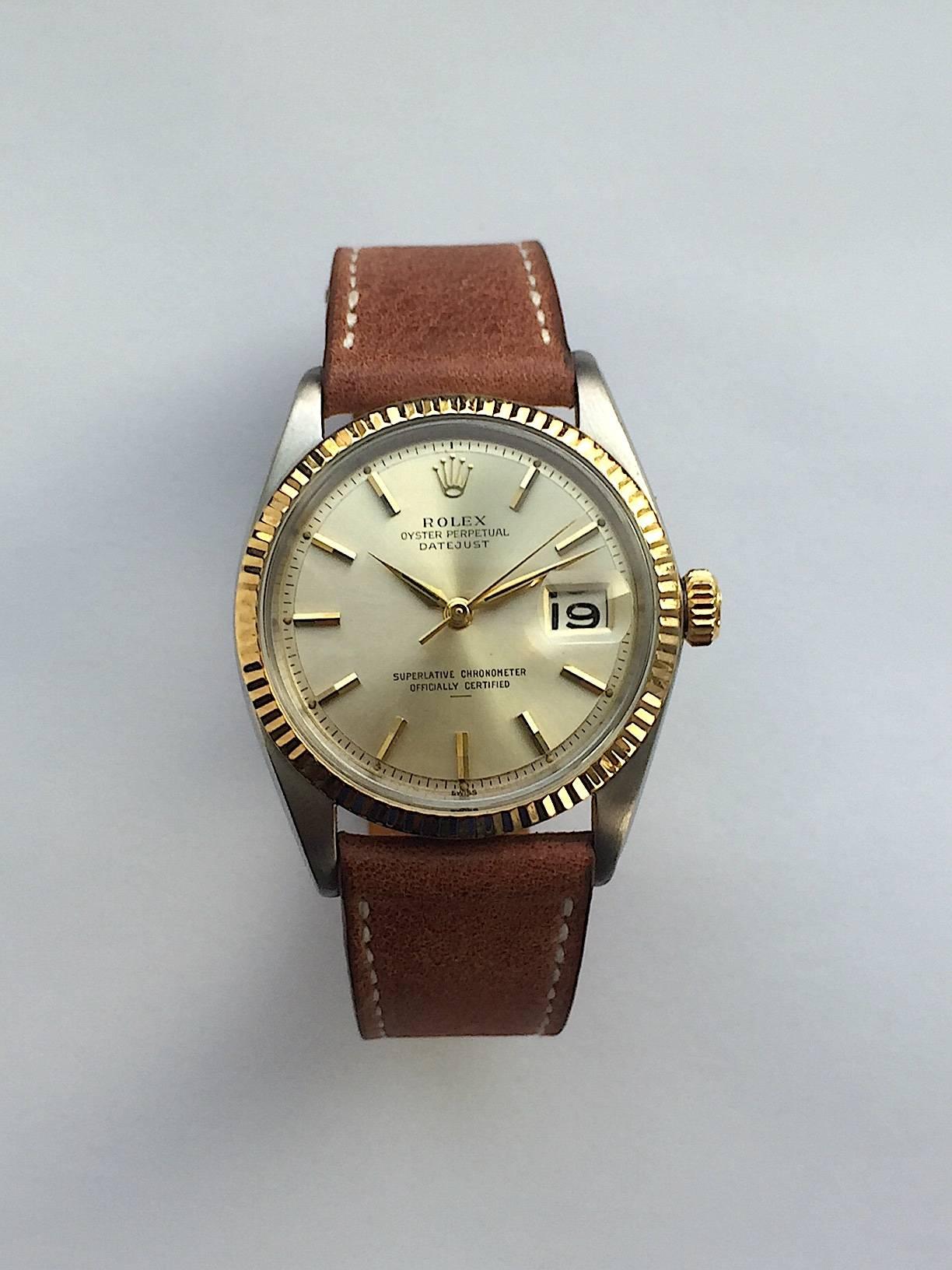 Rolex Yellow Gold Stainless Steel Oyster Perpetual Datejust Wristwatch, 1960s 2