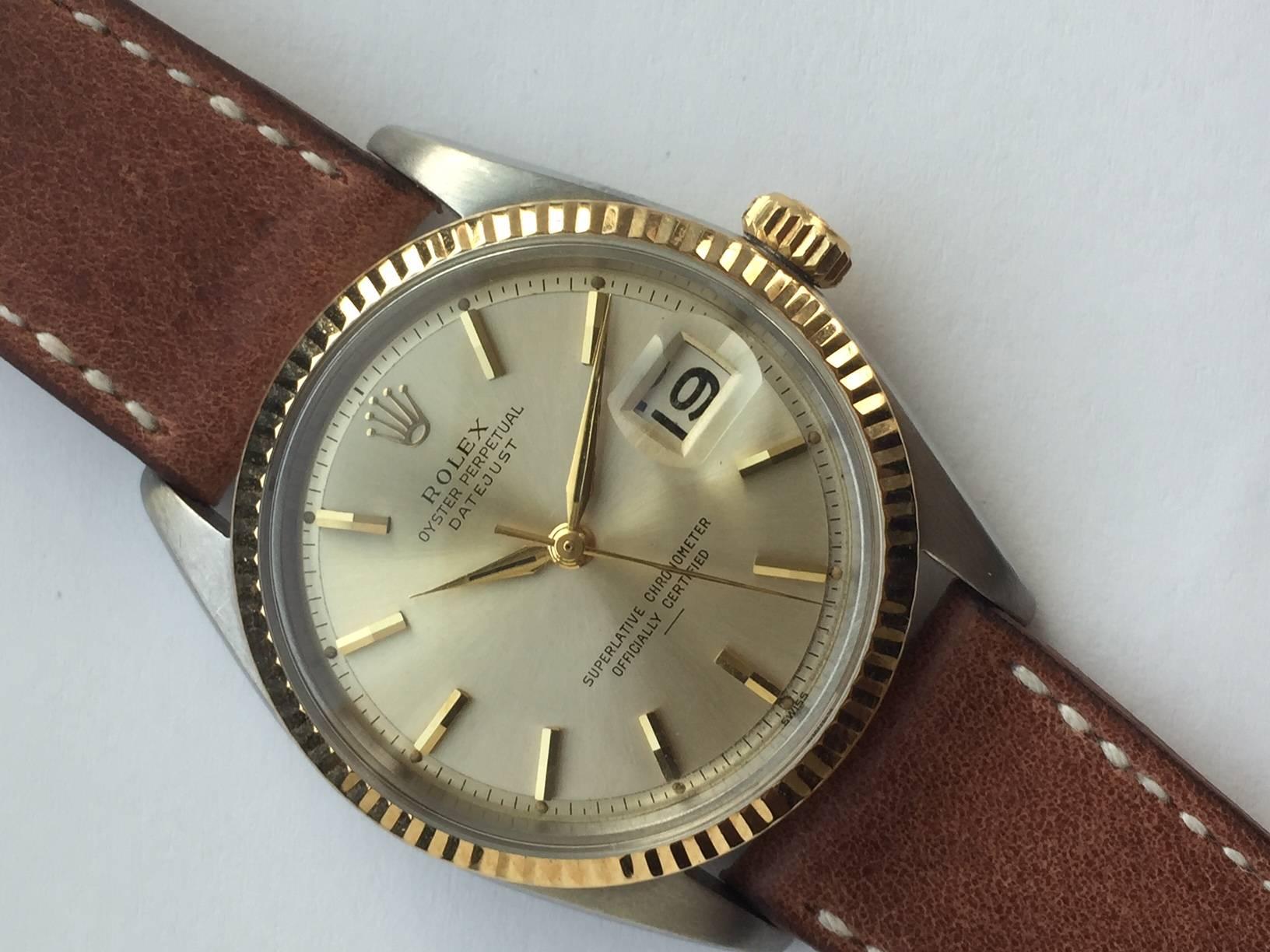 Women's or Men's Rolex Yellow Gold Stainless Steel Oyster Perpetual Datejust Wristwatch, 1960s