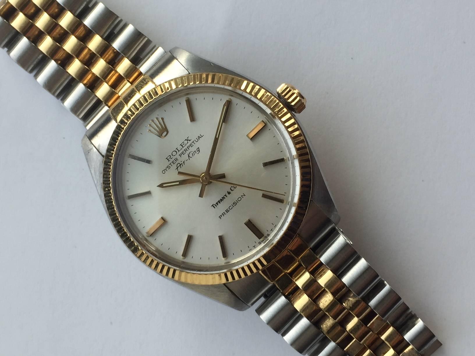 Rolex for Tiffany & Co. Yellow Gold Stainless Steel Air-King Watch, 1980s In Excellent Condition In New York, NY