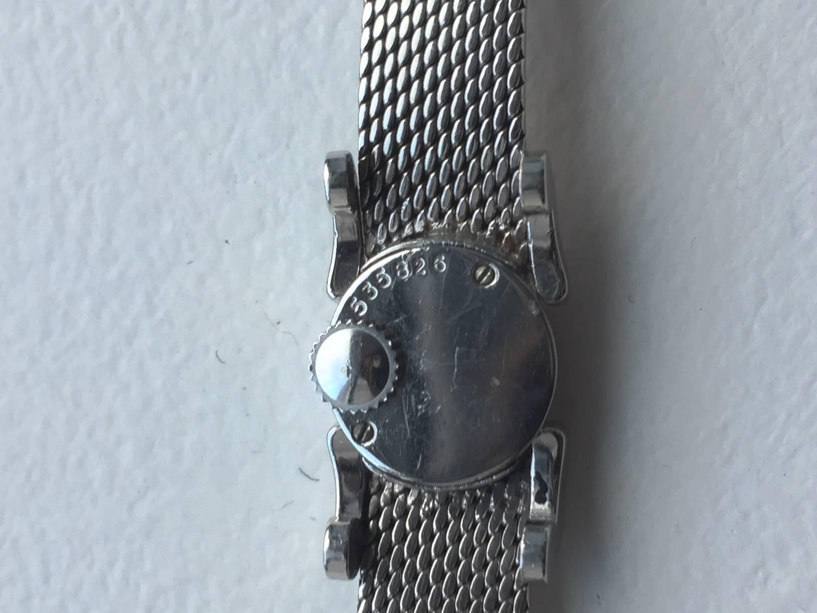 Jaeger LeCoultre Ladies White Gold Diamond Manual Wind Dress Wristwatch In Good Condition For Sale In New York, NY