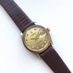 Rolex Steel and Gold Oyster Perpetual Date Automatic Watch with Papers, 1970s