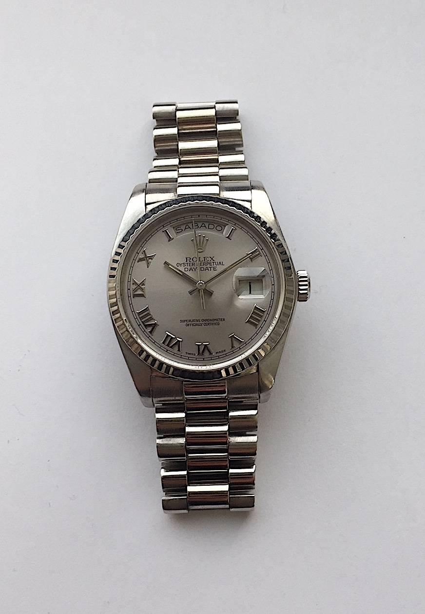 Rolex 18K White Gold Day-Date President Automatic Watch , 1980s 3