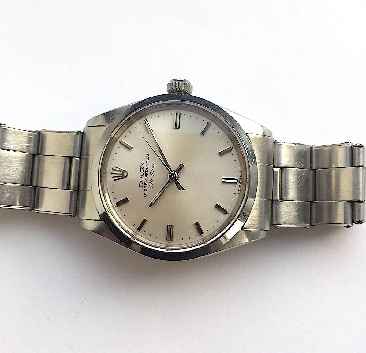 Women's or Men's Rolex Stainless Steel Oyster Perpetual Vintage Air-King Wristwatch, 1960s