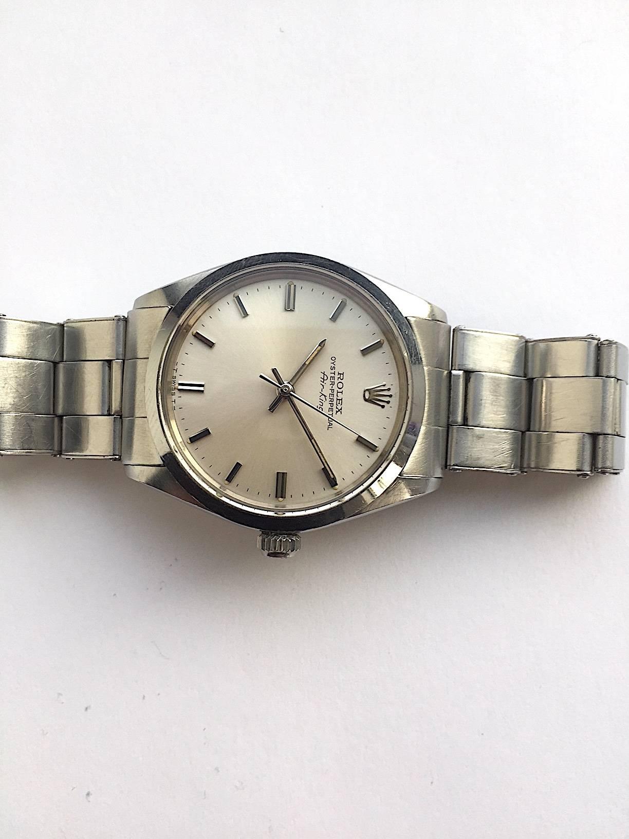 Rolex Stainless Steel Oyster Perpetual Vintage Air-King Wristwatch, 1960s In Excellent Condition In New York, NY