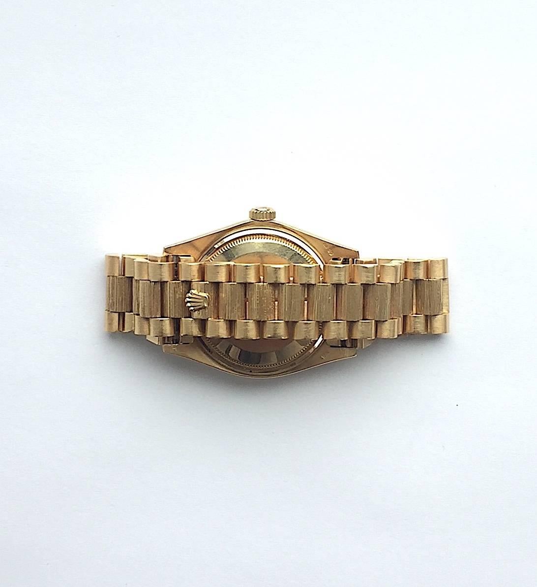 Rolex Yellow Gold Oyster Perpetual Day-Date Bark President Automatic Watch 3
