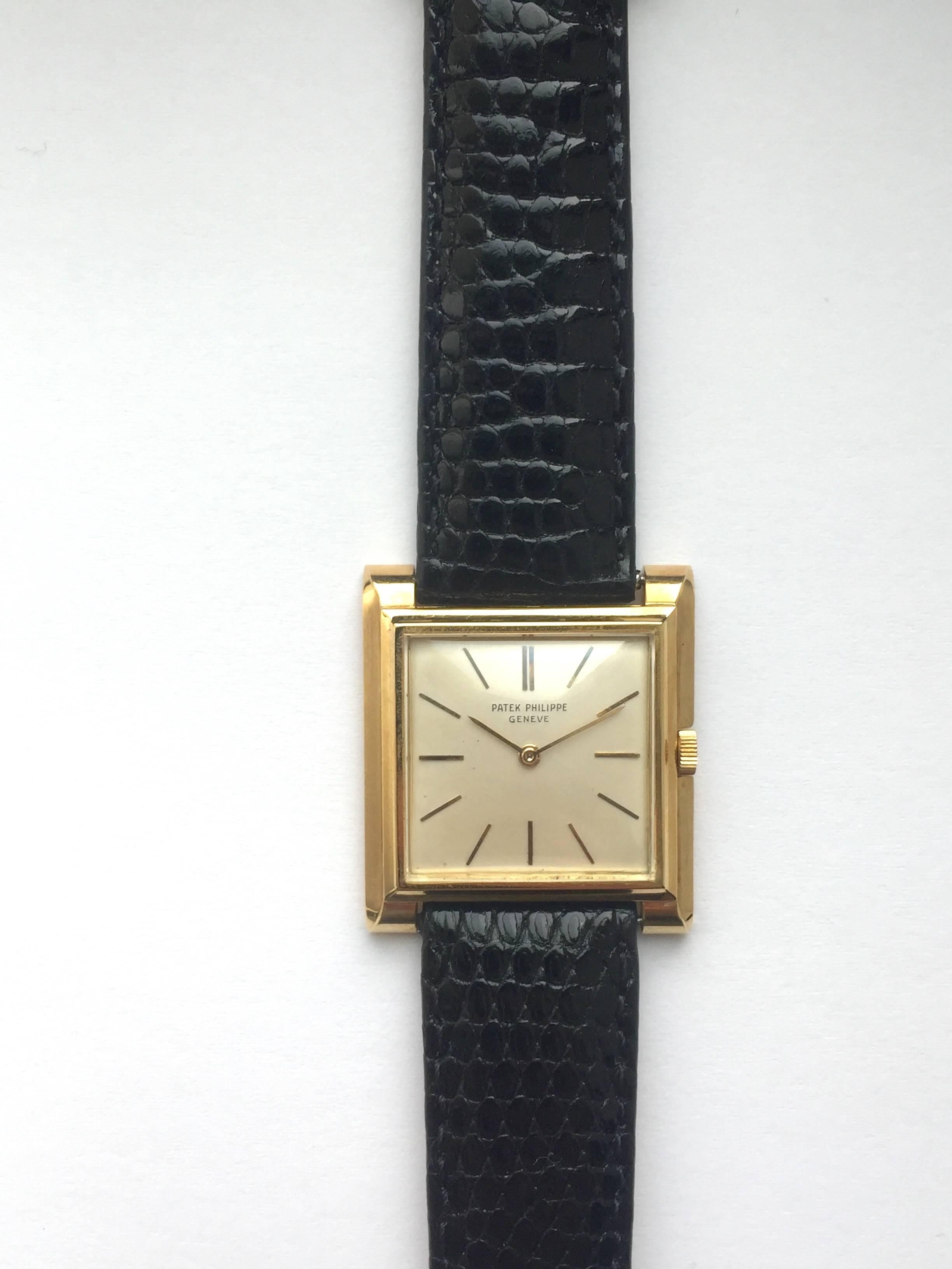 Patek Philippe Yellow Gold Square Manual Wind Wristwatch 1