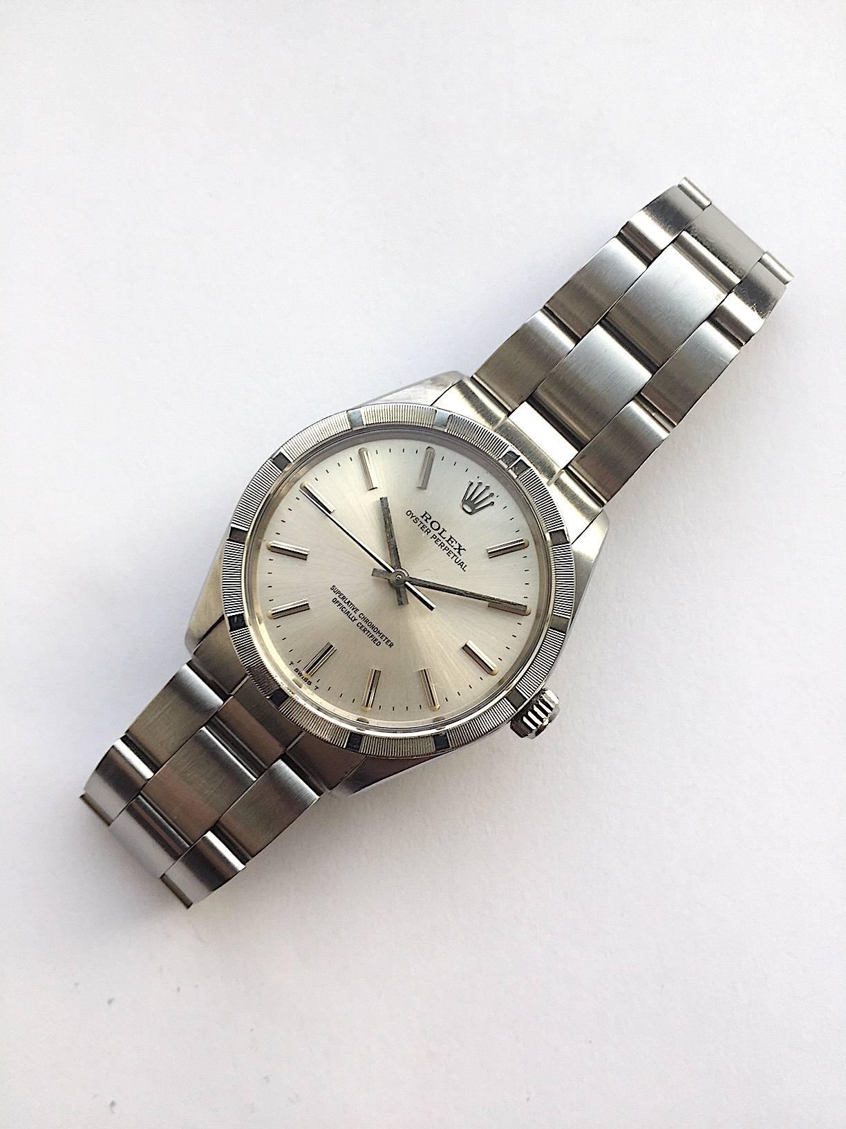 Rolex Stainless Steel Oyster Perpetual Automatic Wristwatch, 1980s For Sale 1