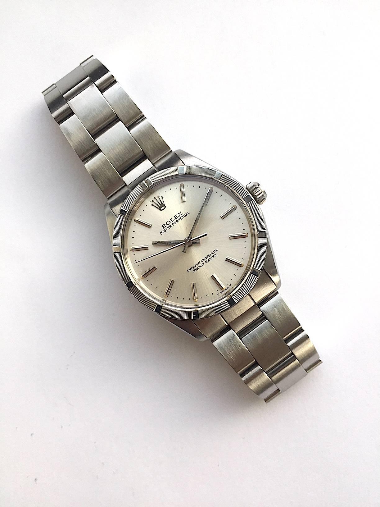 Rolex Stainless Steel Oyster Perpetual Automatic Wristwatch, 1980s For Sale 2