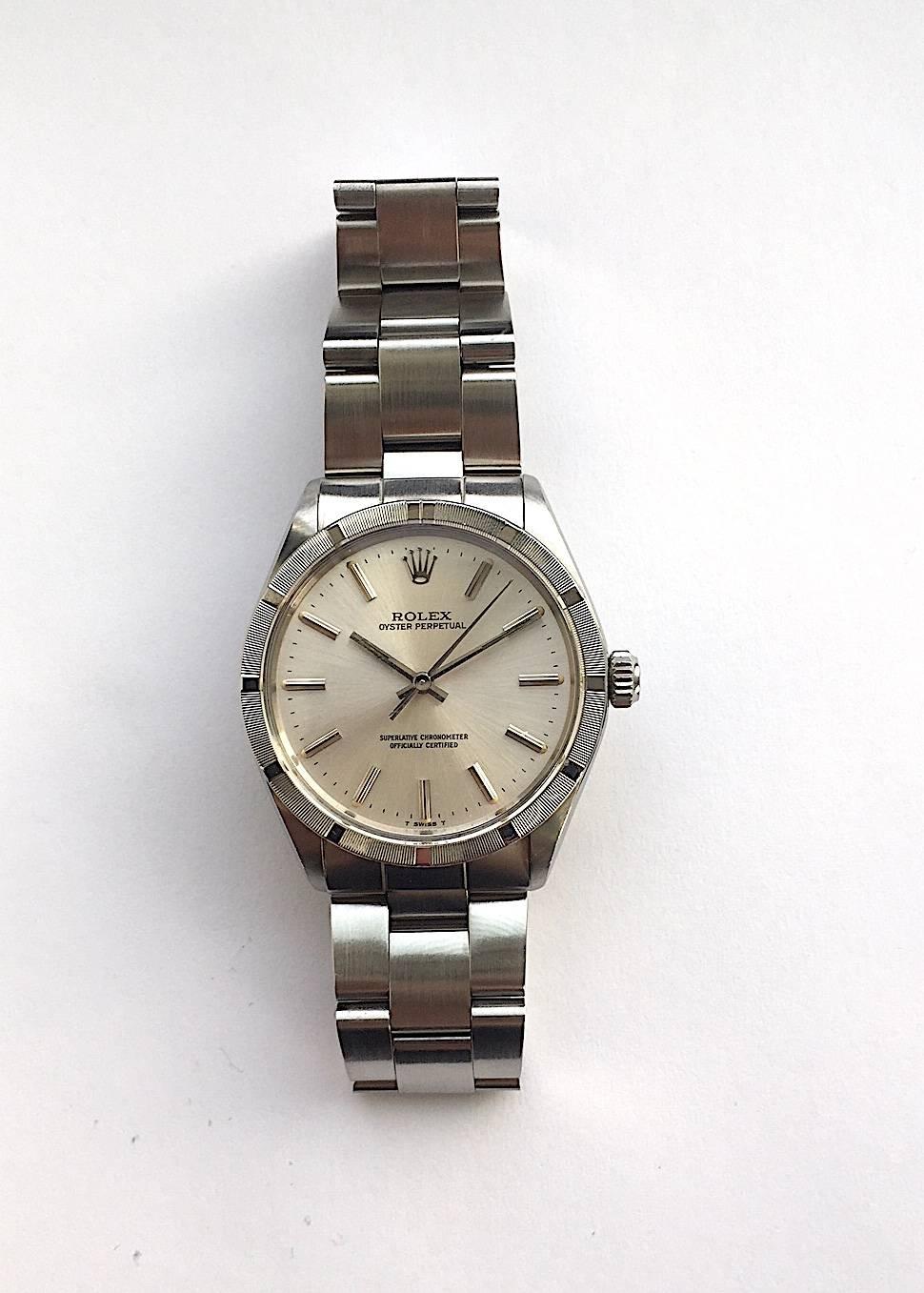 Rolex Stainless Steel Oyster Perpetual Automatic Wristwatch, 1980s For Sale 4