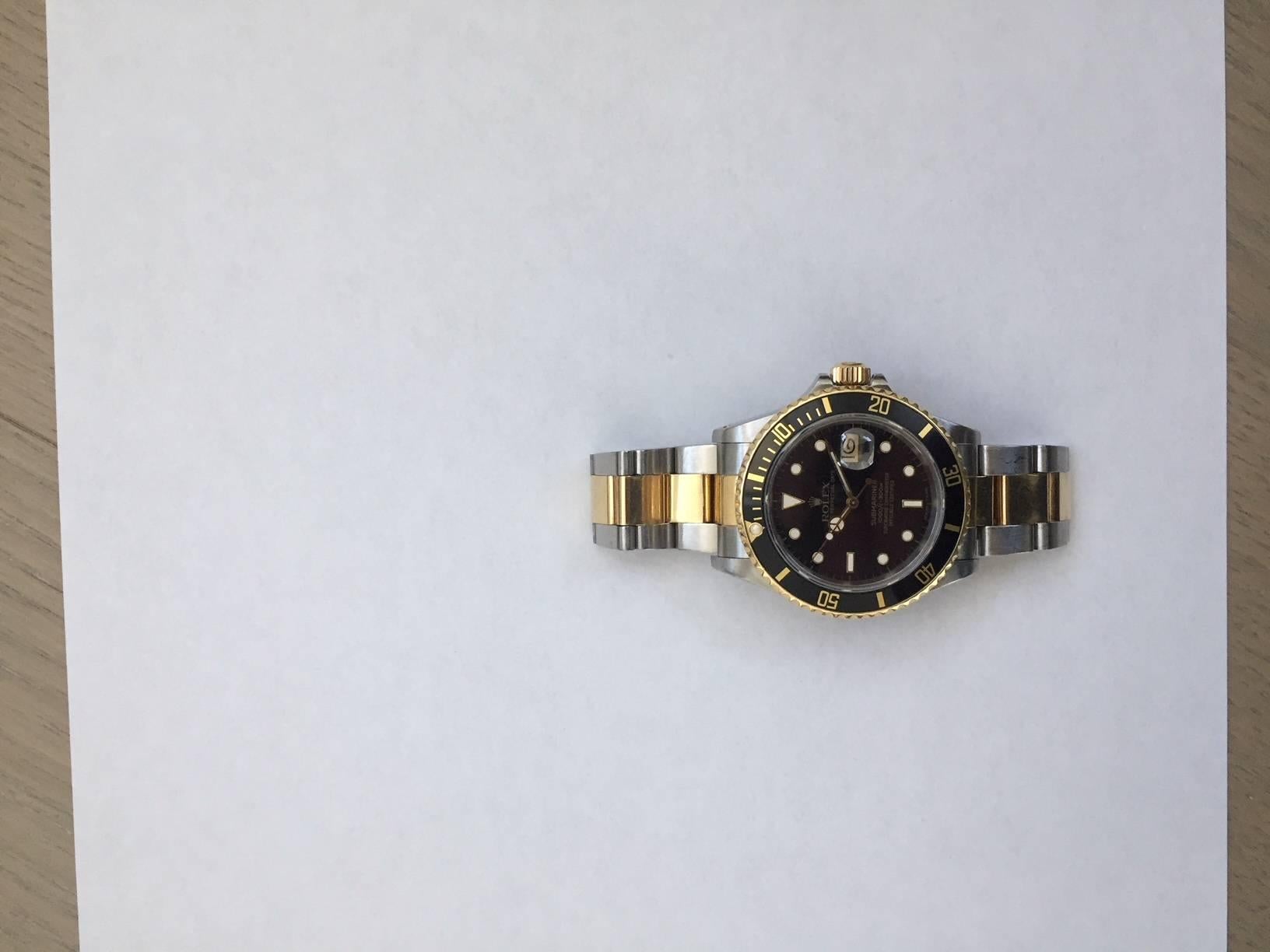 Rolex Steel and Gold Submariner Wristwatch, 1980s Box and Papers For Sale 2