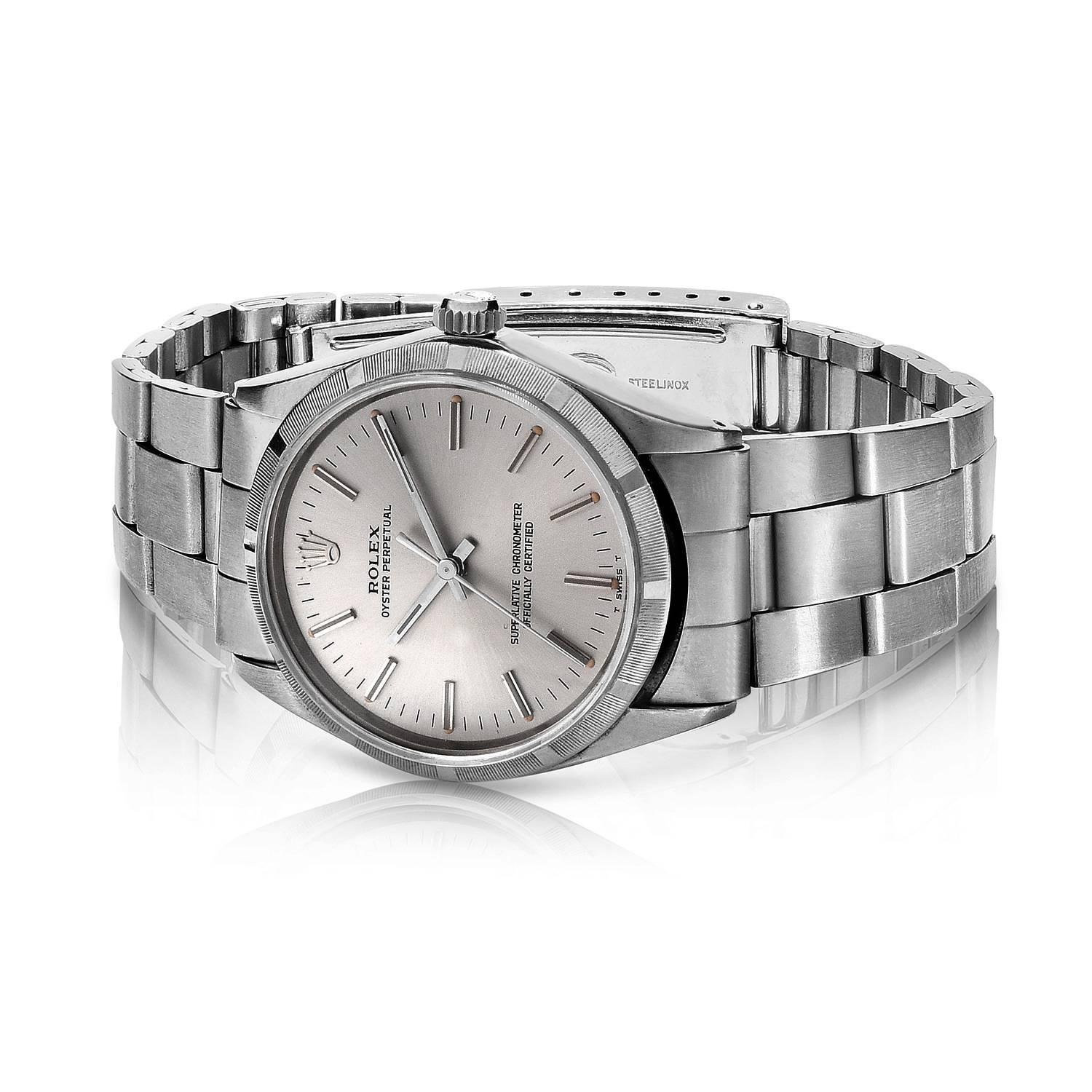 Rolex Stainless Steel Oyster Perpetual Automatic Wristwatch In Excellent Condition For Sale In New York, NY