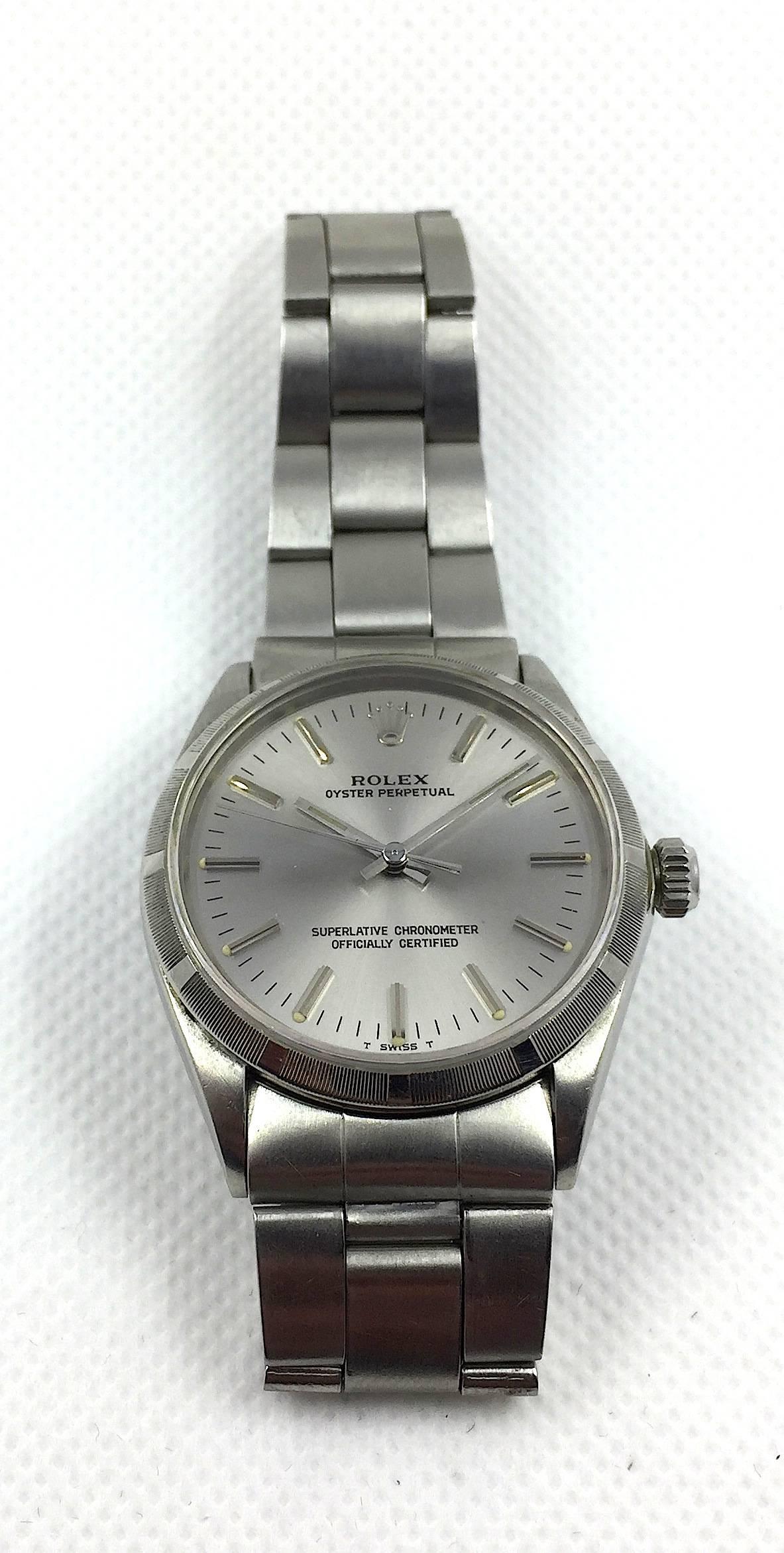 Rolex Stainless Steel Oyster Perpetual Automatic Wristwatch For Sale 3