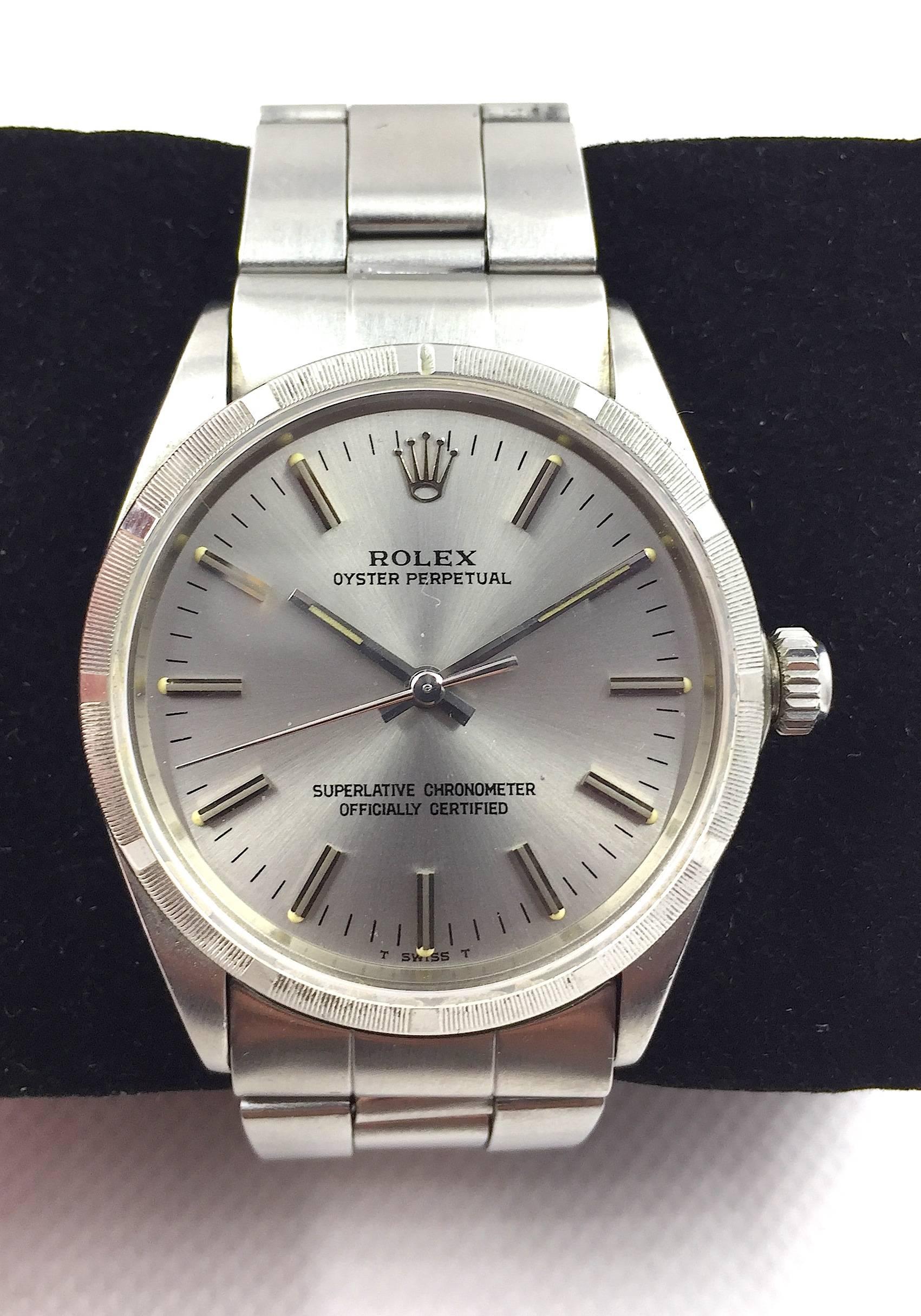 Rolex Stainless Steel Oyster Perpetual Automatic Wristwatch For Sale 4