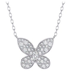 0.23 Ctw Butterfly Diamond Pendant Necklace 14K Gold
