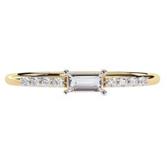 0.15 CTW Dainty Baguette Diamond Ring in 14K Gold, SI+ Natural Diamonds