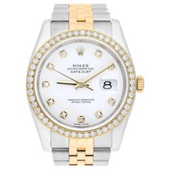 Rolex Datejust 36 Gold/Steel 116233 Watch White Diamond Dial Bezel Jubilee Watch