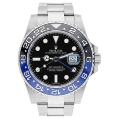 Used Rolex GMT-Master II Batman Black/Blue Ceramic Steel Oyster Watch Complete 116710