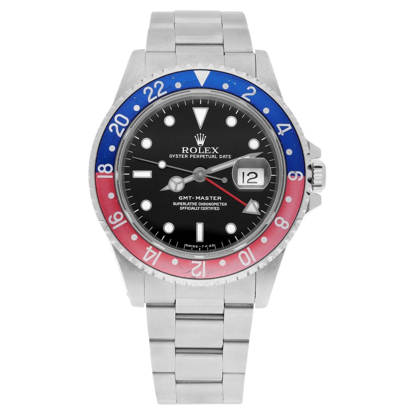 Rolex GMT-Master 40mm PEPSI Nero Orologio in acciaio inossidabile Blu/Rosso 16700 Anno 1995