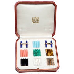 Retro Cartier gem set gold cufflinks