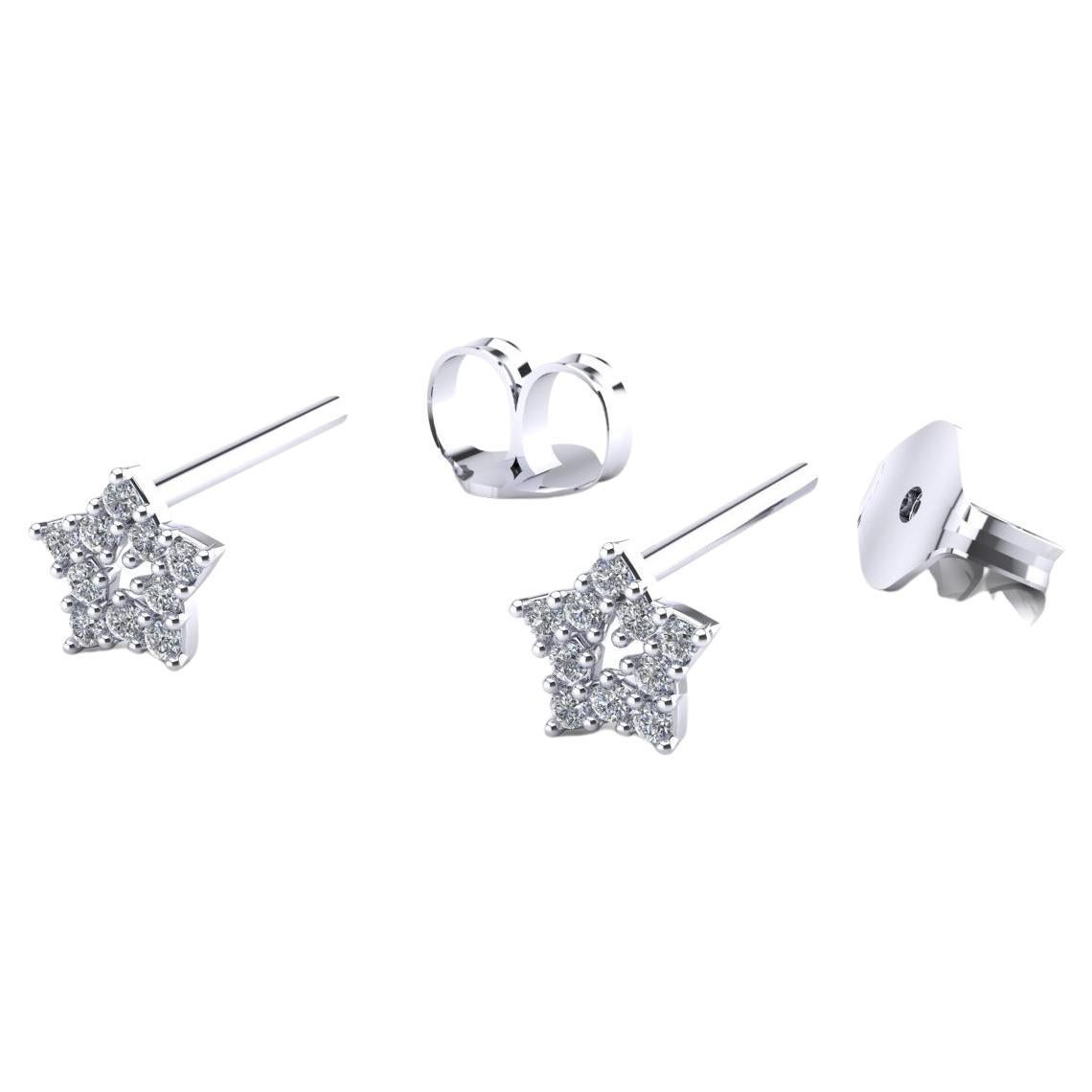 Fantasy earrings "STAR" with Natural Diamonds - White Gold 18kt - Made in Italy For Sale