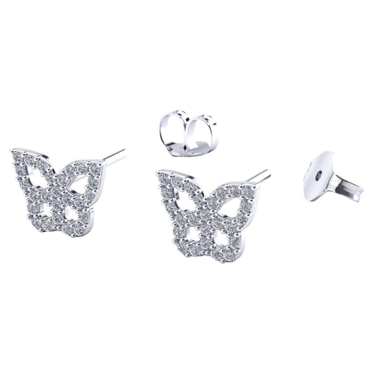 Fantasy Earrings "BFLY" with Natural Diamonds, White Gold 18kt, Made in Italy For Sale