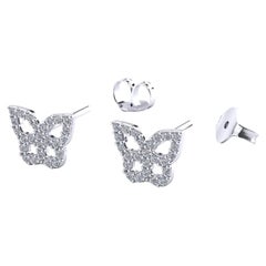 Fantasy Earrings "BFLY" with Natural Diamonds, White Gold 18kt, Made in Italy