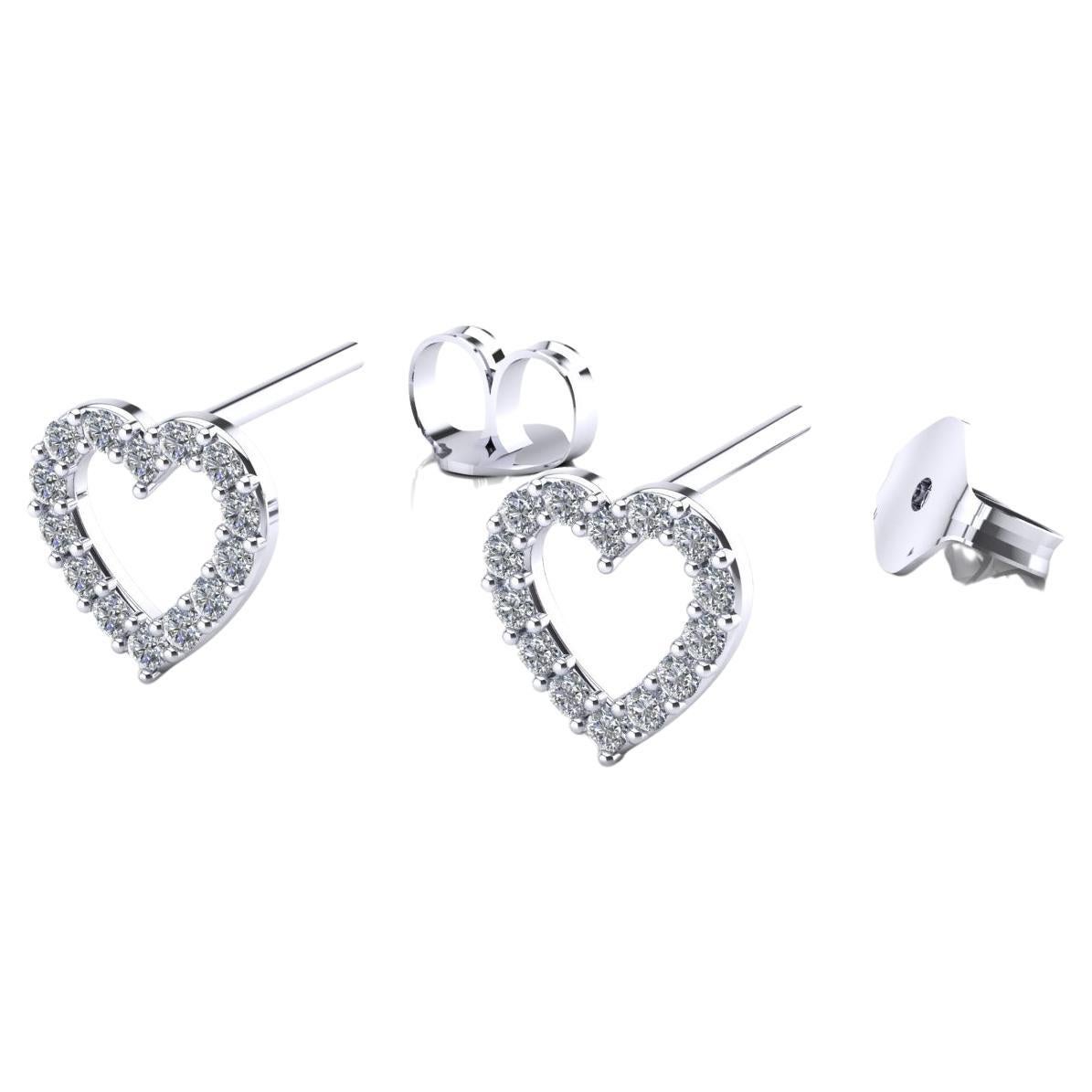 Fantasy Earrings "HEART" with Natural Diamonds, White Gold 18kt, Made in Italy For Sale