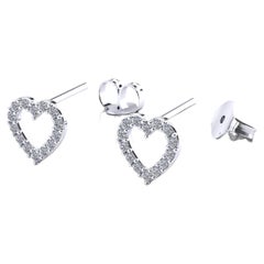 Fantasy Earrings "HEART" with Natural Diamonds, White Gold 18kt, Made in Italy