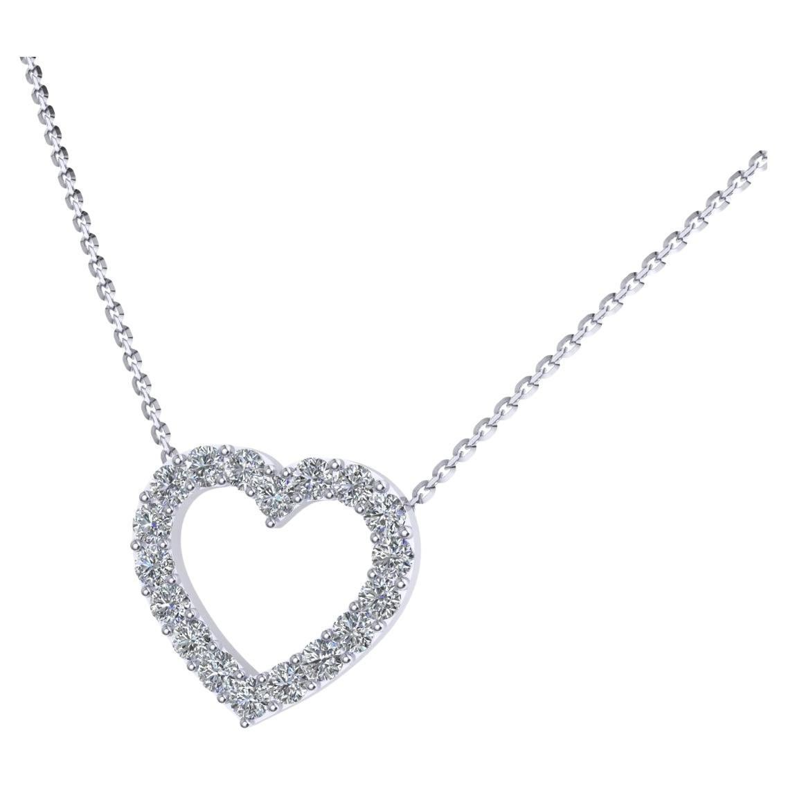Heart Pendant with Natural Diamonds, 18kt Gold, Made in Italy