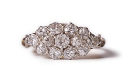 1928 Art Deco - Ost-West-Cluster aus Diamanten im Altschliff