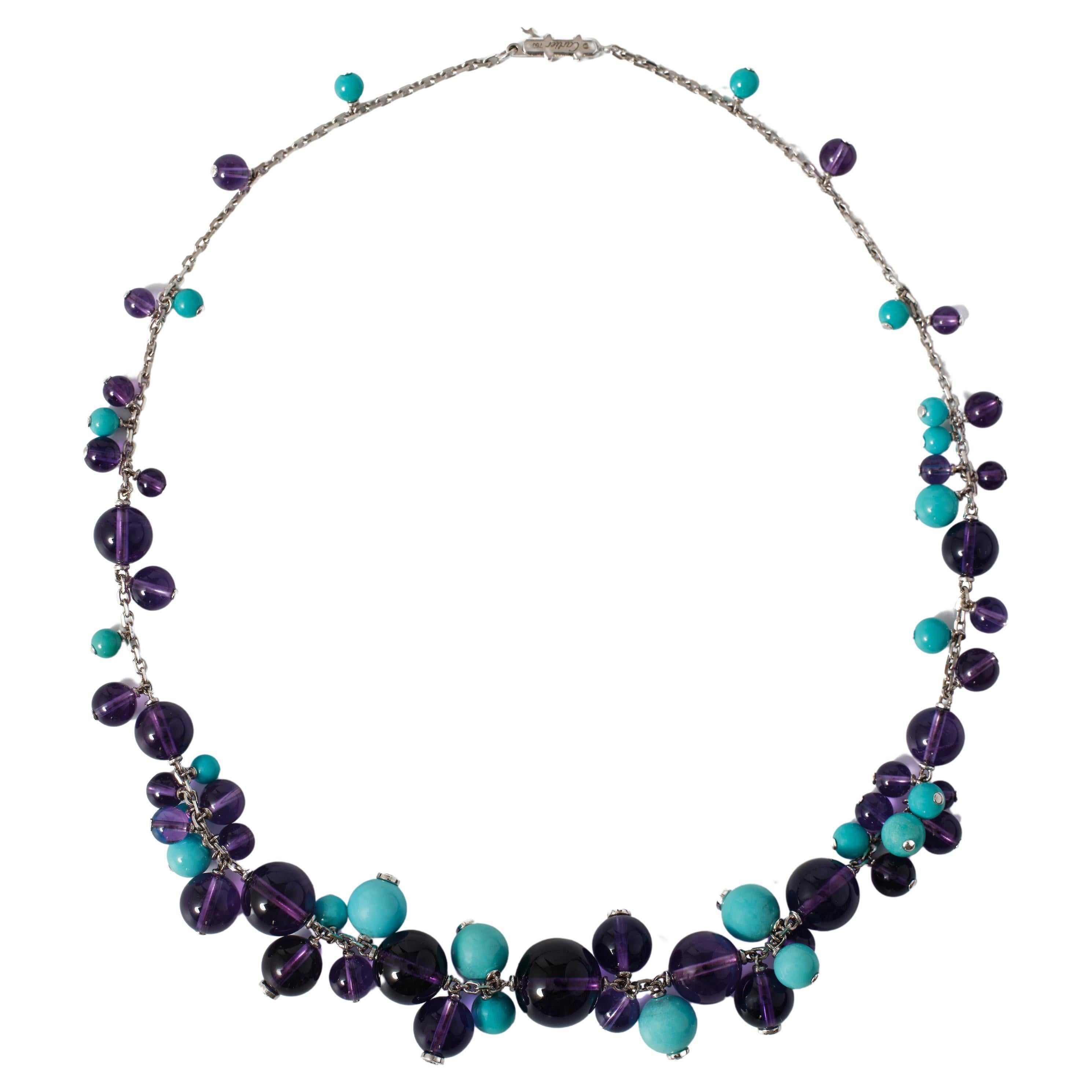 Cartier, ‘Délices de Goa' turquoises and amethysts necklace For Sale