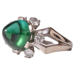 W.A. Bolin 12ct Green Tourmaline and Diamond Cocktail 18K Ring, Stockholm, 1962