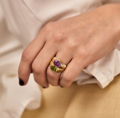 Bulgari Doppio 1.36ct Tourmaline and 1.53ct Peridot 18kt gold Ring, circa 1980s