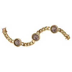 Bulgari Monete Three Coin 18kt Gold Curb Link Bracelet, circa 1980