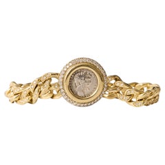 Bracciale Bulgari Monete Quintillus in oro 18 carati e diamanti, anni ’80 circa