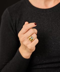 Bague Bulgari « Doppio » avec une topaze bleue de 1,70 ct et une citrine de 1,45 ct, vers les années 1980