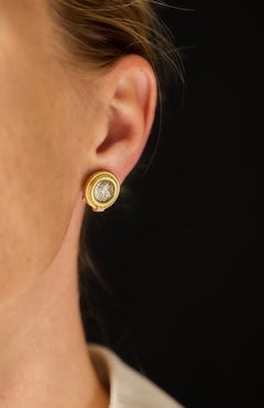Bulgari Monete Ancient Silber-Münzohrringe mit Diamanten, 18-karätiges Gold