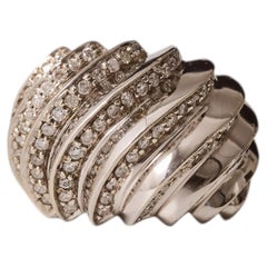 JC 14K White Gold Diamond Swirl Cocktail Ring, 1.10 Carats