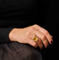 15.36ct No heat Yellow Sapphire, Diamond and Pink Sapphire 18kt Ring, 1986