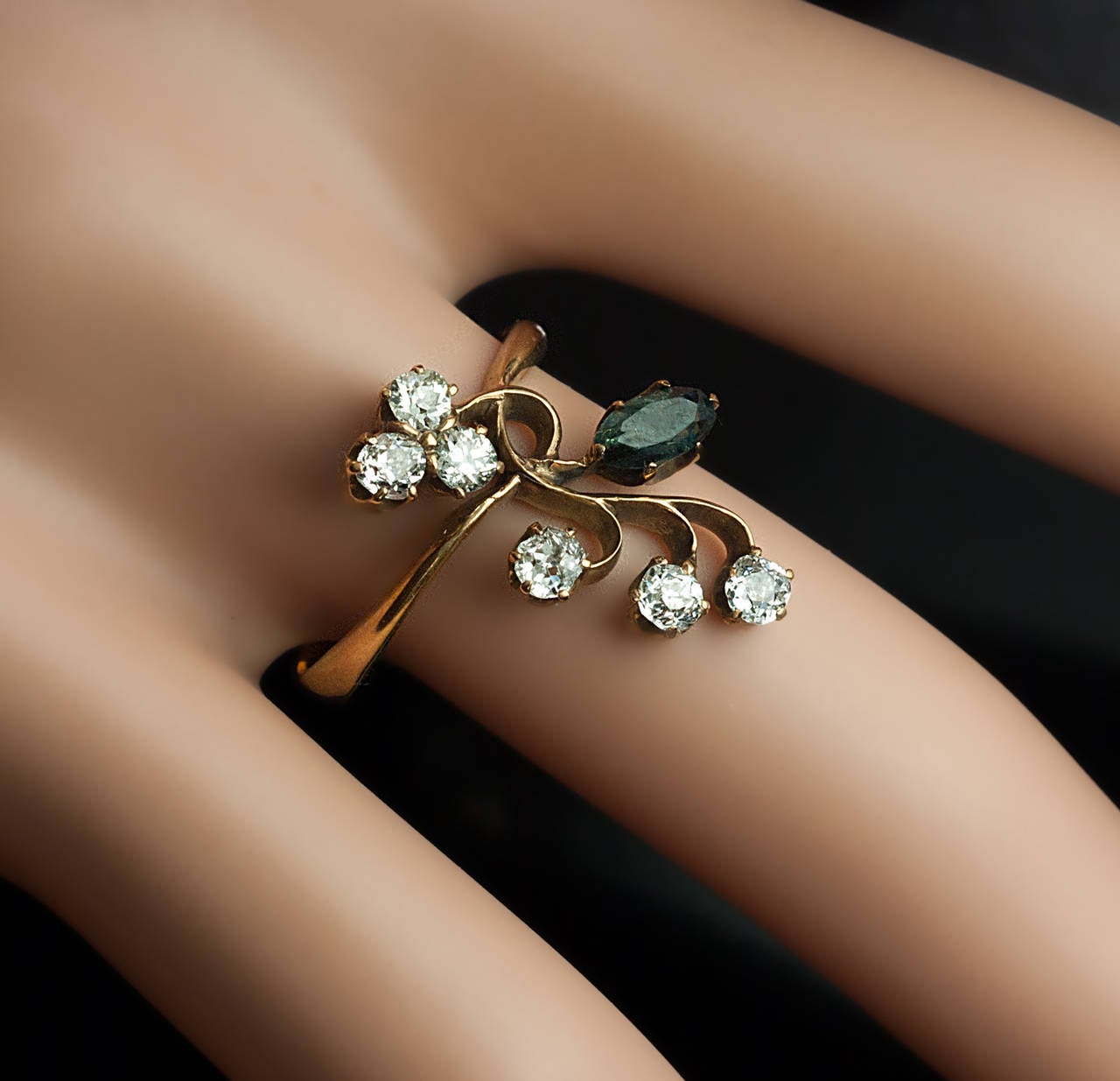 alexandrite flower ring