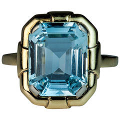Antique Art Deco Aquamarine Gold Ring