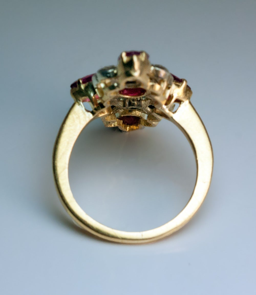Art Deco Ruby Diamond Gold Platinum Ring For Sale 1
