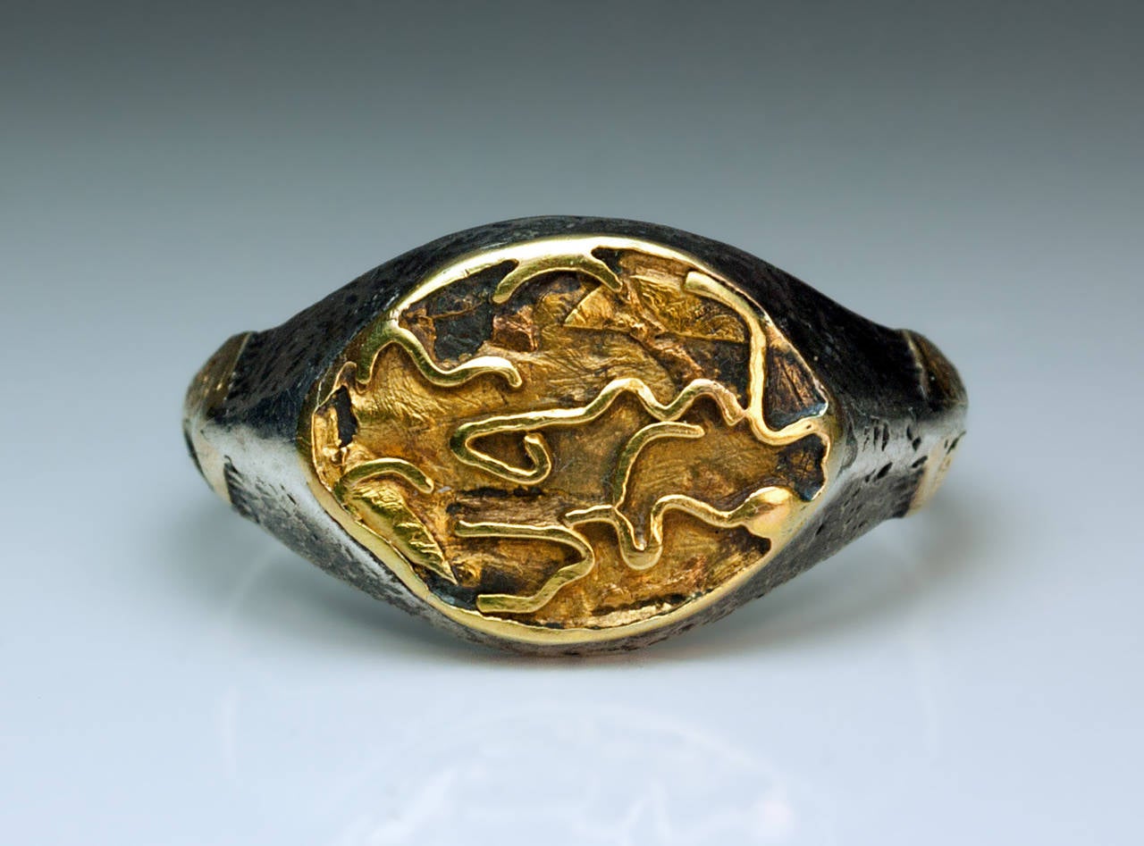 Medieval Silver Gold Ring at 1stDibs