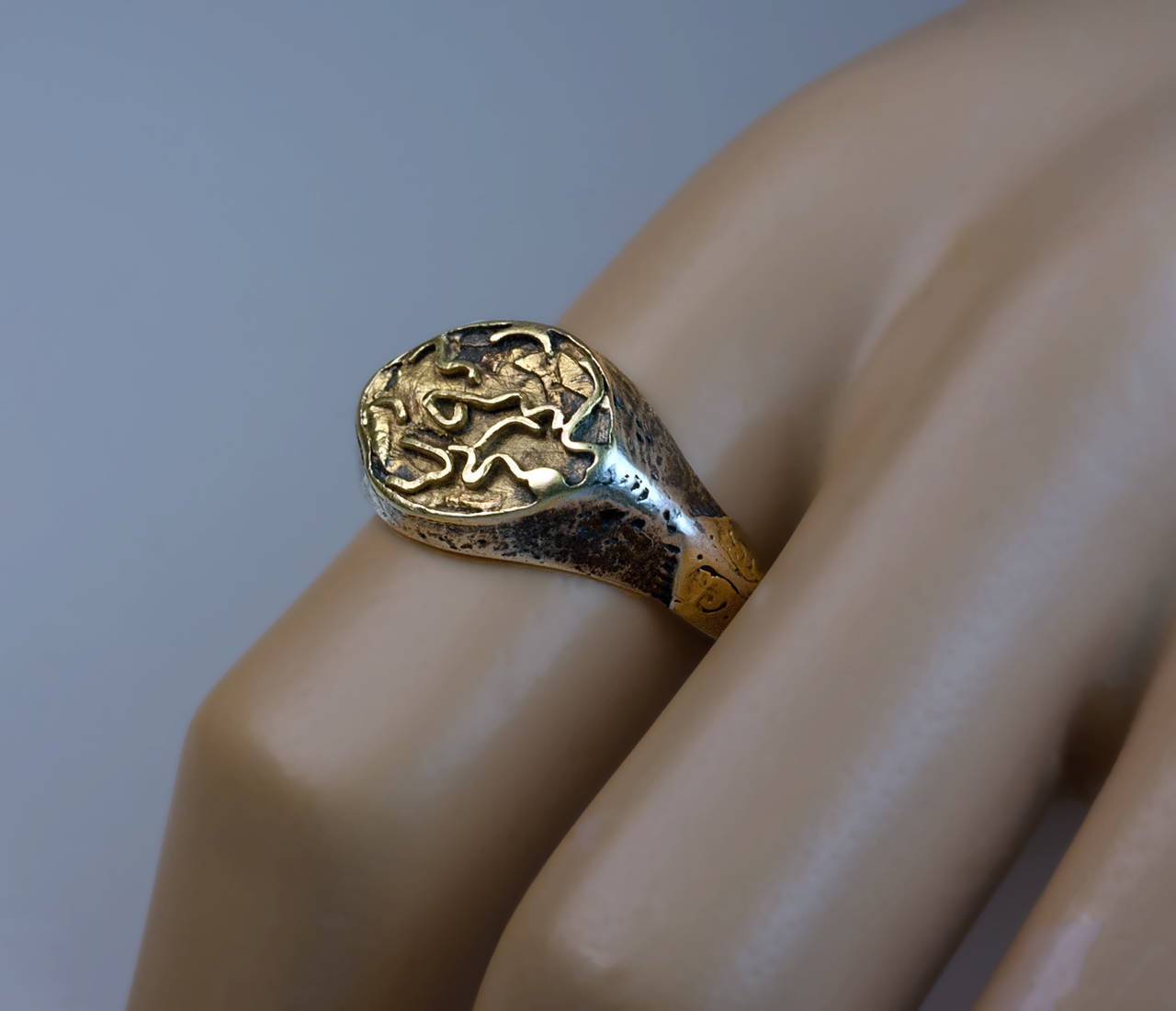Medieval Silver Gold Ring at 1stDibs