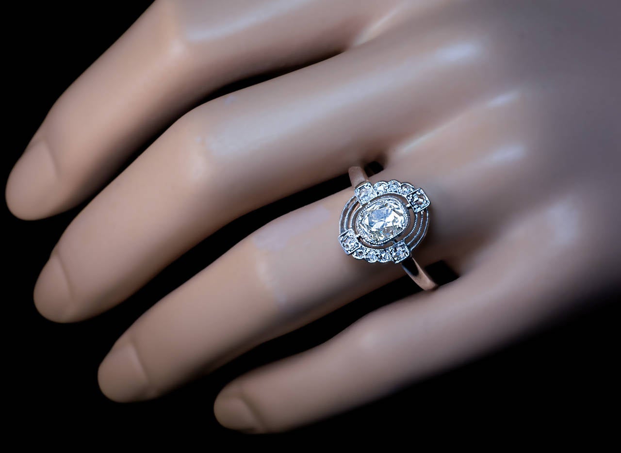 Art deco bezel set engagement rings