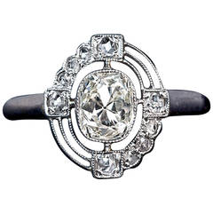 Russian Art Deco Diamond Platinum Engagement Ring