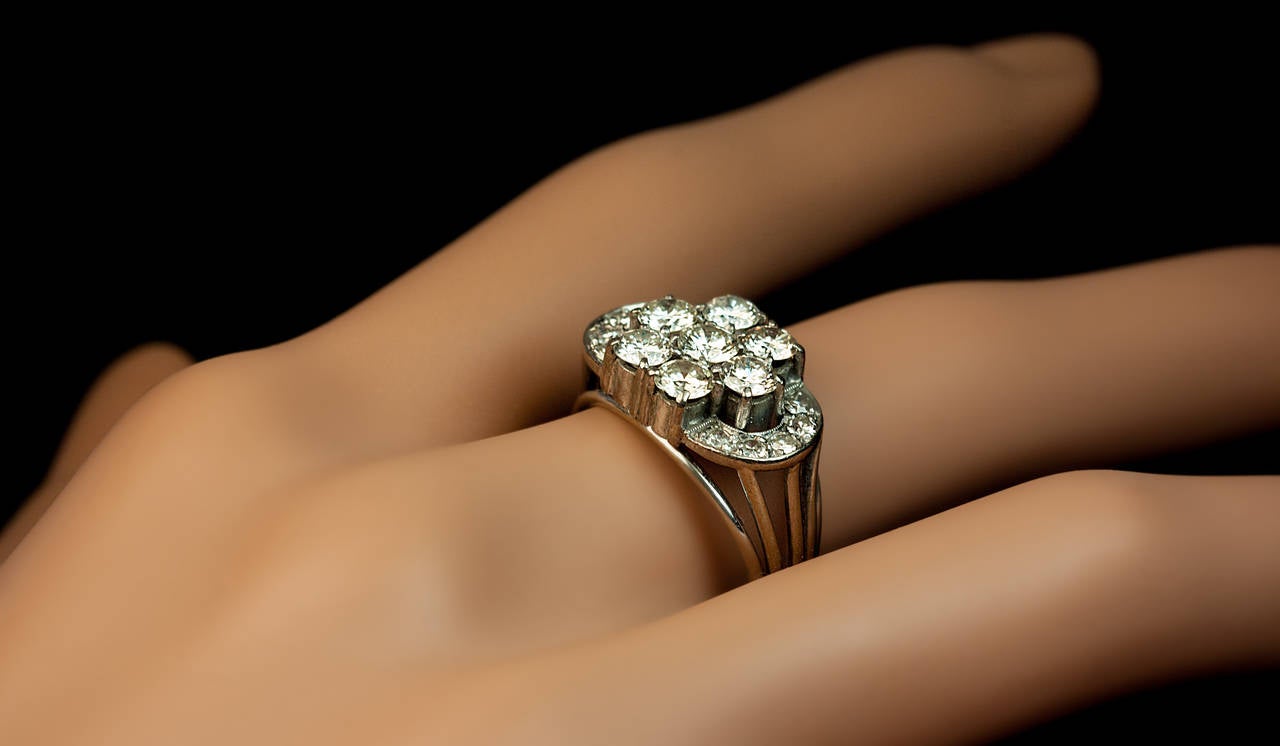 Women's Art Deco Diamond Cluster Engagement Ring