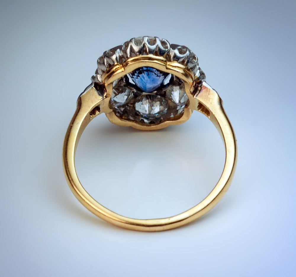 Edwardian Antique Sapphire Diamond Engagement Ring