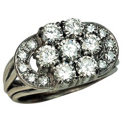 Art Deco Diamond Cluster Engagement Ring