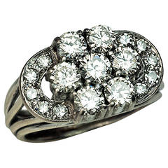 Art Deco Diamond Cluster Engagement Ring 7